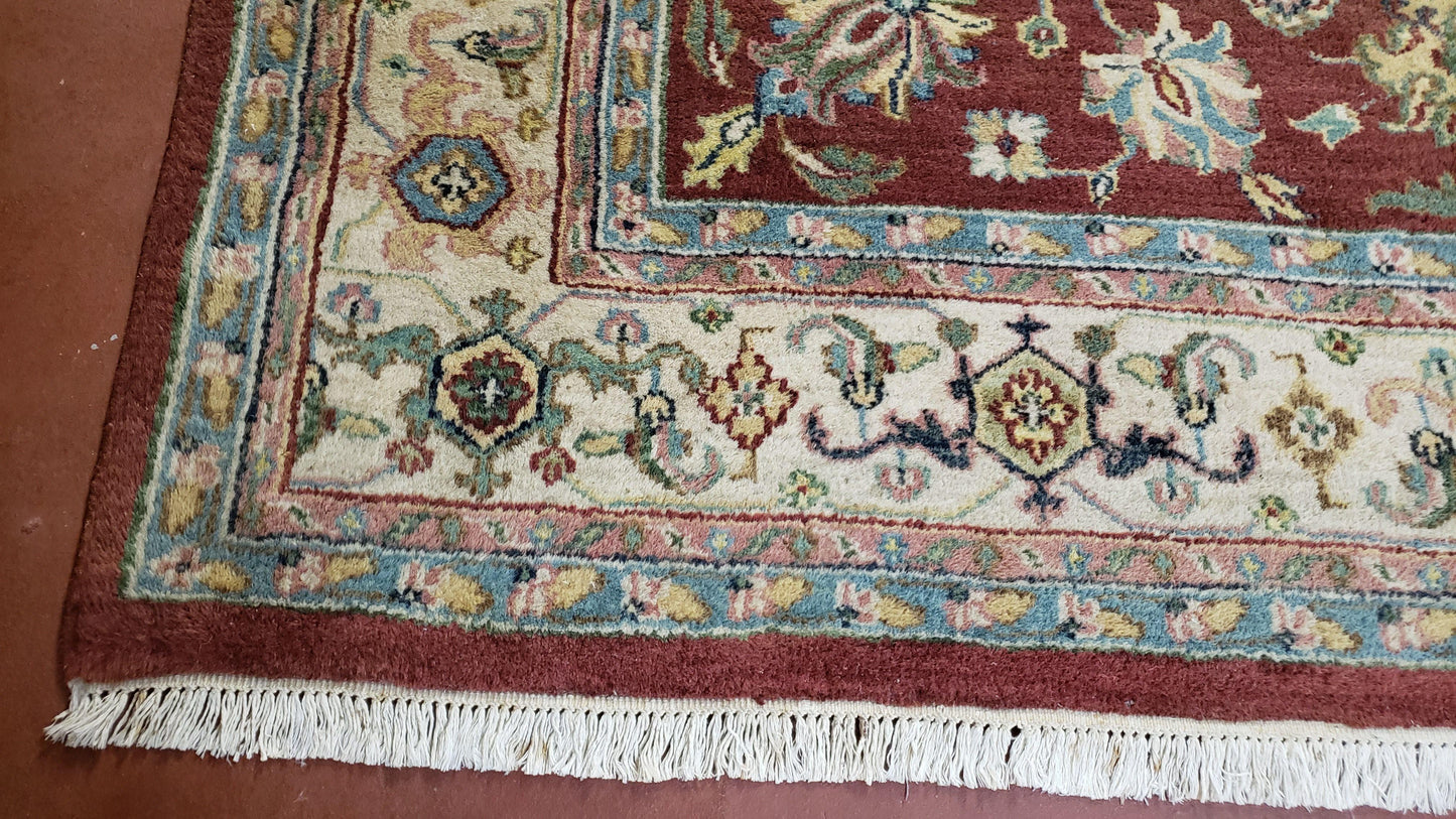 Indo Mahal Rug 8x12 Floral Allover Wool Vintage Handmade Carpet