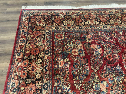 Persian Sarouk Rug 10x17 Large Handmade Wool Red Floral Allover Antique