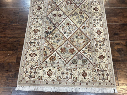 Pak Persiann Runner Rug 2.7 x 12, Handmade Wool Vintage Hallway Rug, Panel Design
