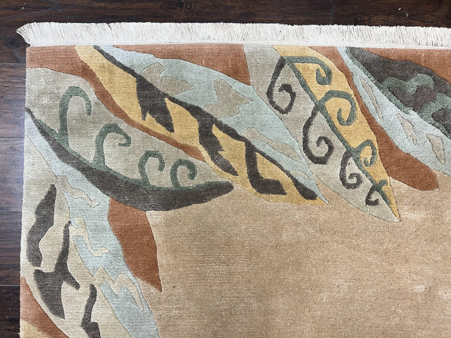 Modern Tibetan Rug 7x10 Handmade Soft Wool Open Field Tufenkian Style Carpet