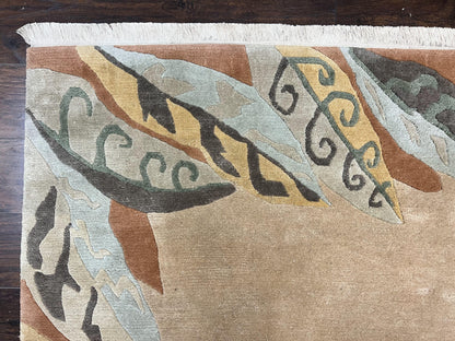 Modern Tibetan Rug 7x10 Handmade Soft Wool Open Field Tufenkian Style Carpet