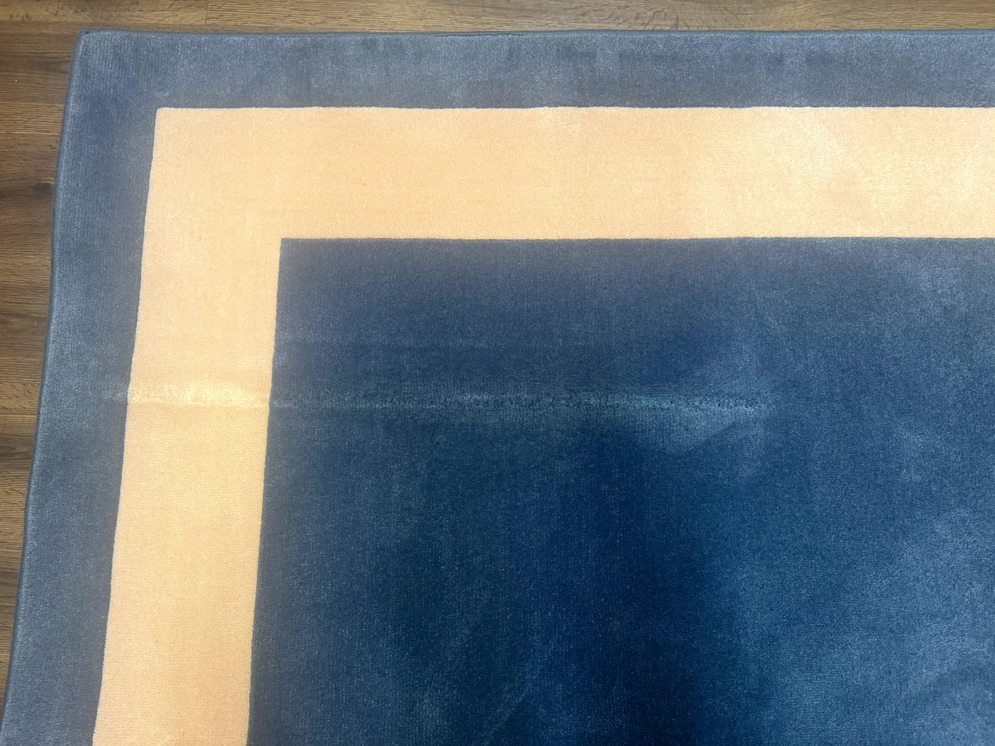 Blue And Cream Square Rug 10x10 Ft Hand Tufted Wool Modern Area Carpet