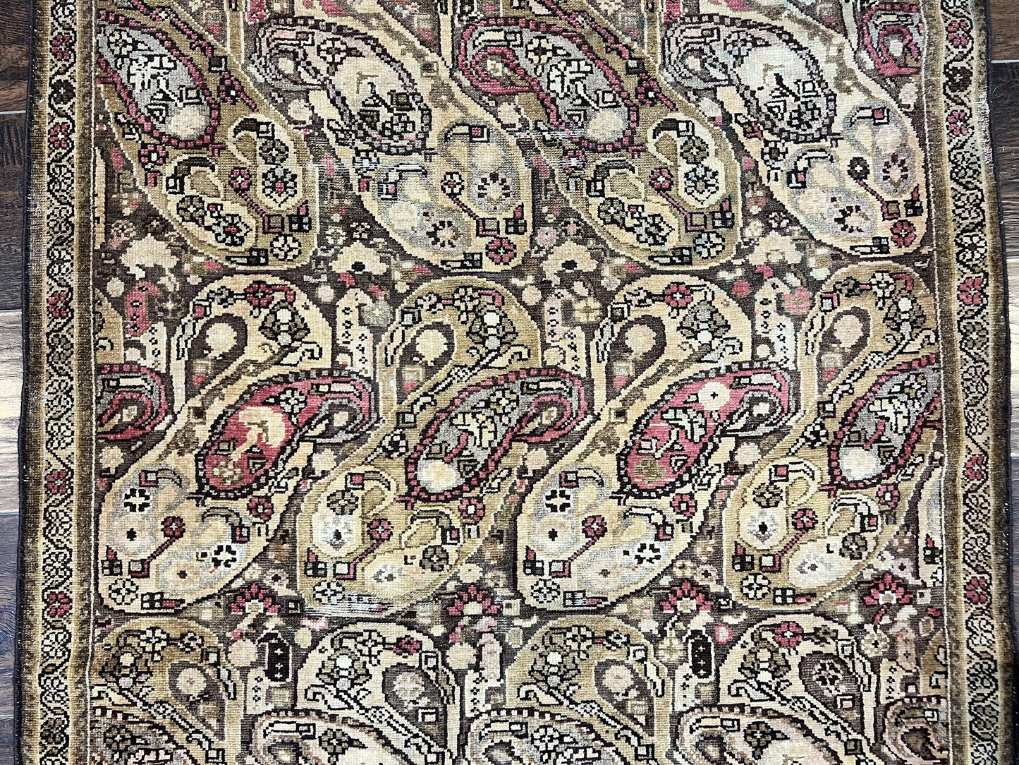Antique Persian Malayer Runner Rug 3x16, Repeated Boteh Paisley Design, Rare Rug, 1920s Antique Oriental Carpet, Wool Handmade Hand Knotted 3 x 16 ft Rug