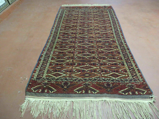 Bokhara Rug Antique Handmade In Russia Turkoman Yamud Wool 47x93