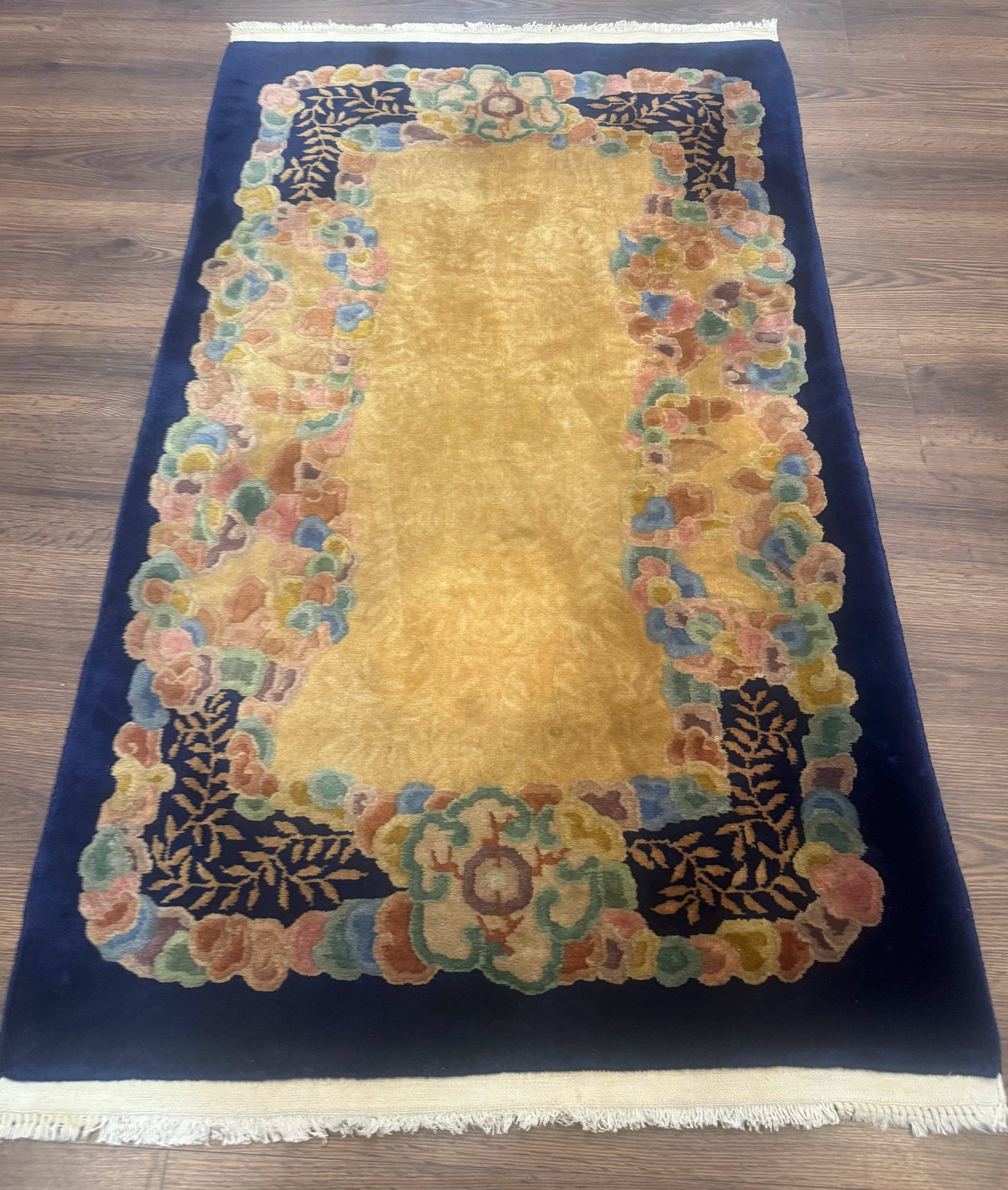 Chinese Wool Rug 3x5 Handmade Vintage Carpet Peking Style Handcrafted