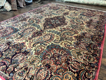 Antique Karastan Kirman Rug Imperial Kirman Ivory Eight Point Eight By Twelve Power Loomed Wool