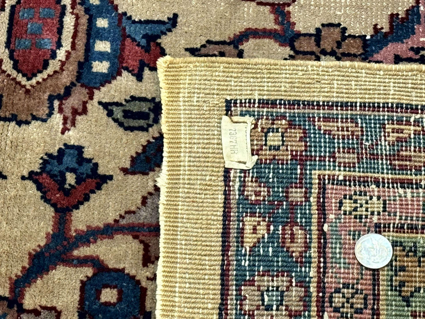 Rare Antique Persian Samarkand Rug 10x15 Camel And Cyan Allover Pattern
