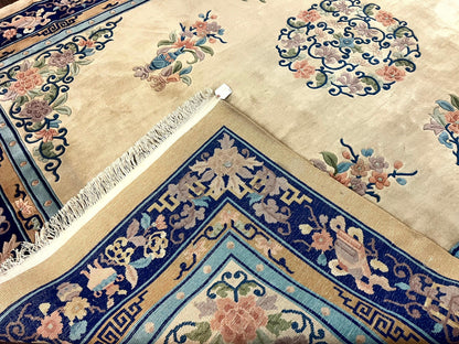 Chinese Wool Rug 8x11 Handmade Peking Art Deco