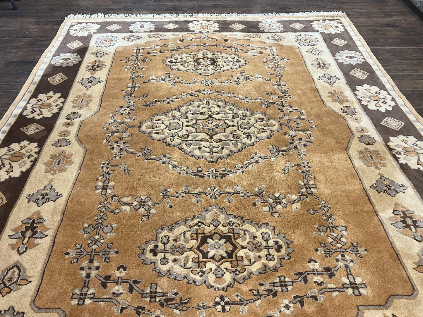 Indian Oushak Rug 8x10, Wool Hand Knotted Vintage Carpet