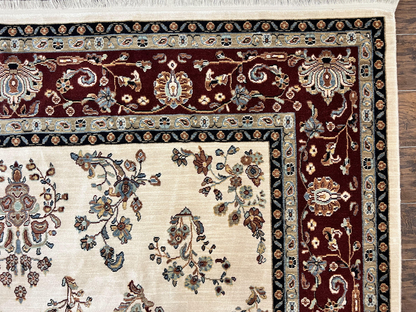 Karastan Wool Rug Ivory Floral Sarouk 8.6x11.6 Traditional Area Rug