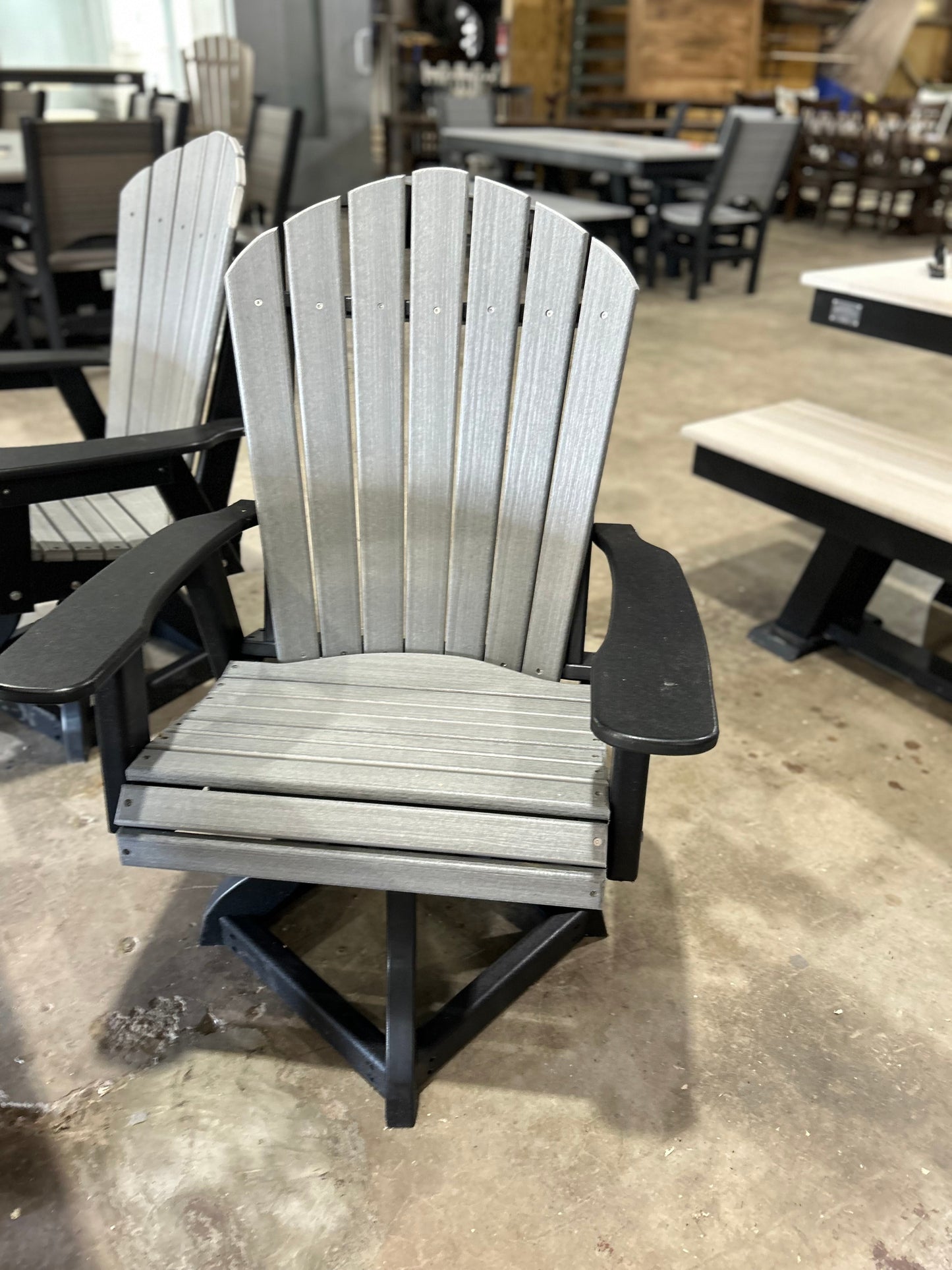 Outdoor Swivel Dining Chair With Fanback HDPE All Weather Finish