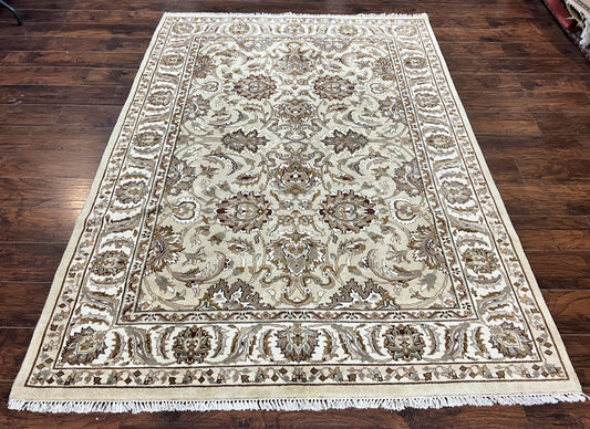 Indo Mahal Rug 6x9 Hand Knotted Wool Floral Ivory Green Traditional Carpet