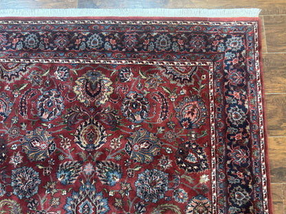 Indo Persian Rug 5x7 Vintage Floral Carpet Burgundy Navy Blue Handmade Wool