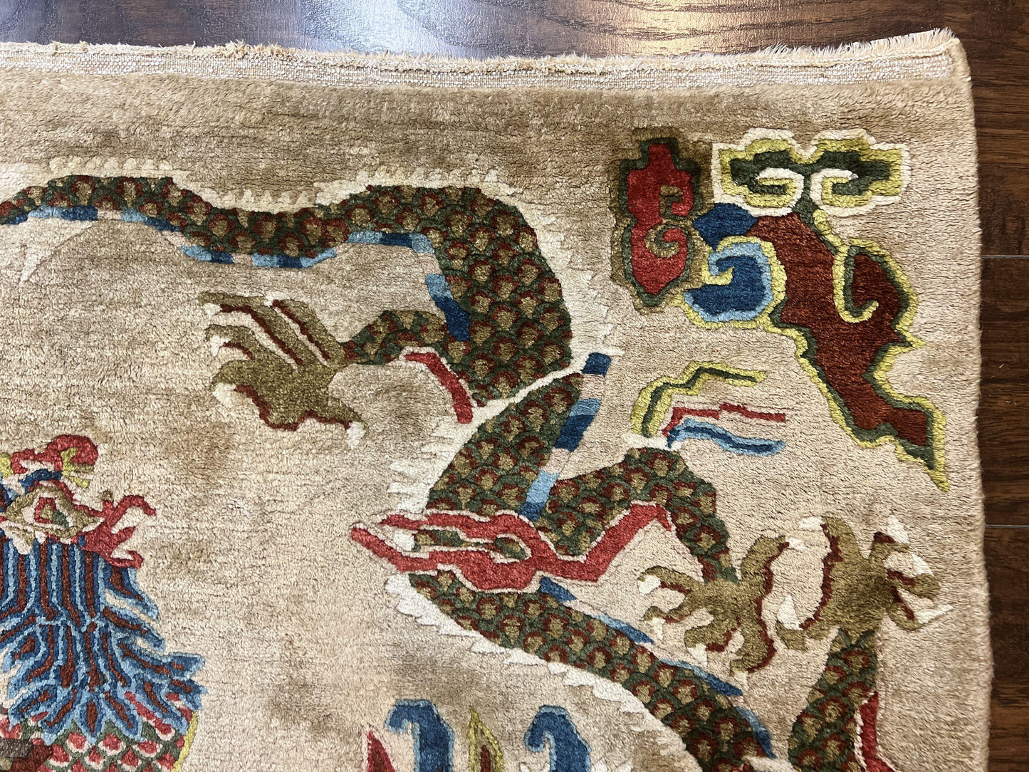 Peking Rug Handmade Wool Antique Chinese Oriental Carpet With Dragon Motifs