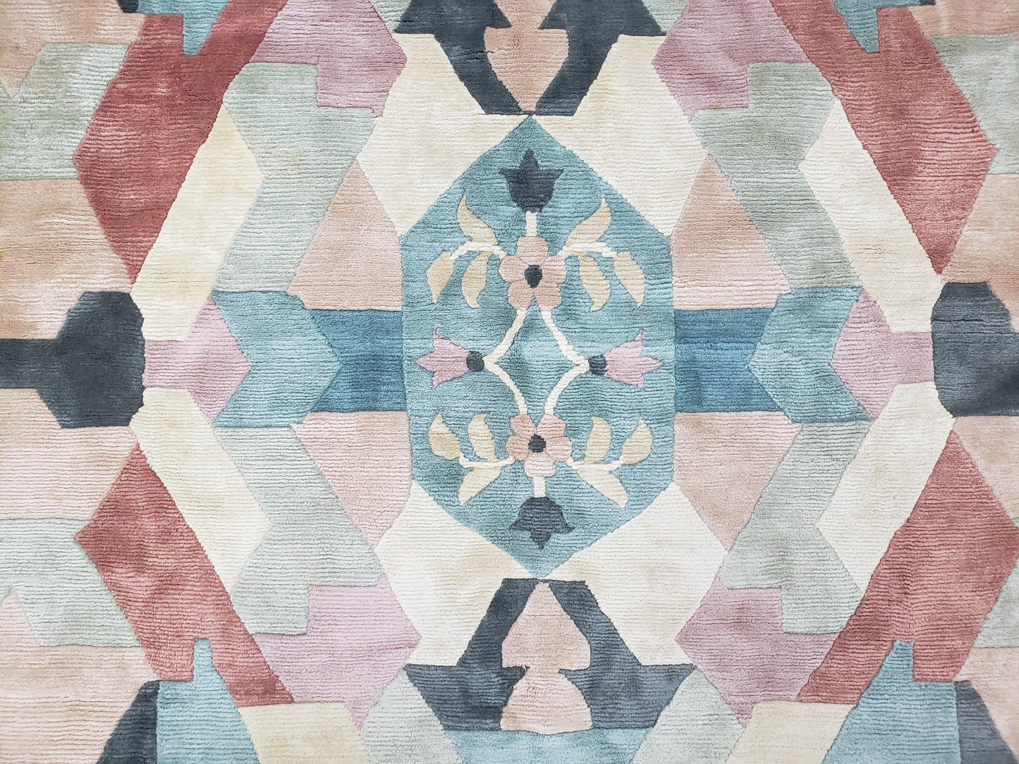 Nepalese Hand Knotted Wool Area Rug 8x11 Contemporary Multicolor Modern Carpet