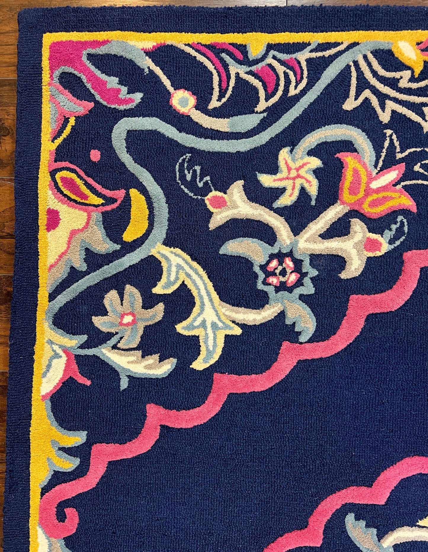 Safavieh Belagio Wool Rug 8x10 Navy Pink Yellow Floral Modern Area Rug