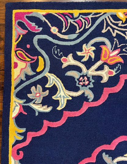 Safavieh Belagio Wool Rug 8x10 Navy Pink Yellow Floral Modern Area Rug