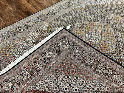 Wonderful Persian Tabriz Rug 7x10 ft, Very Fine 50 Raj 350 KPSI Oriental Carpet, Herati Mahi Pattern, Authentic Hand Knotted Handmade Wool Vintage