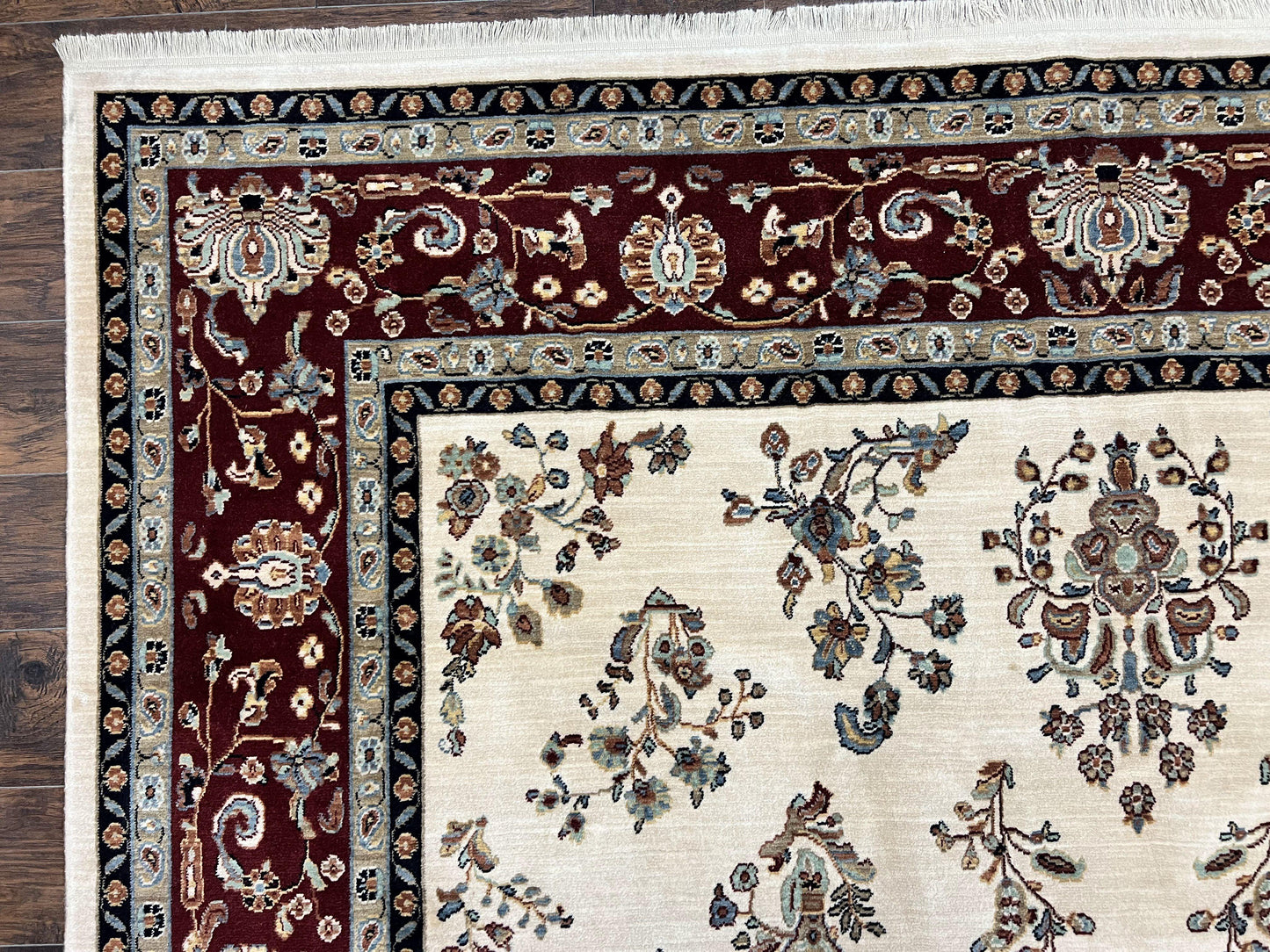Karastan Wool Rug Ivory Floral Sarouk 8.6x11.6 Traditional Area Rug