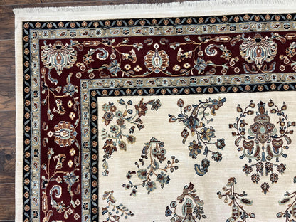 Karastan Wool Rug Ivory Floral Sarouk 8.6x11.6 Traditional Area Rug