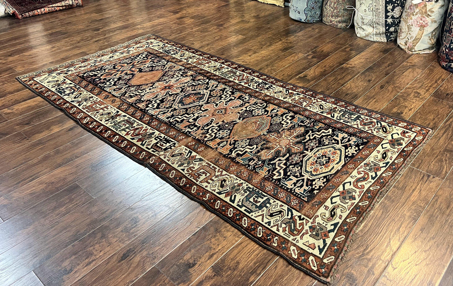 Antique Persian Tribal Runner Rug 4.6 x 9.8, Kurdish Runner, Rug for Hallway or Kitchen, 1920s Carpet, Wool Handmade Rug