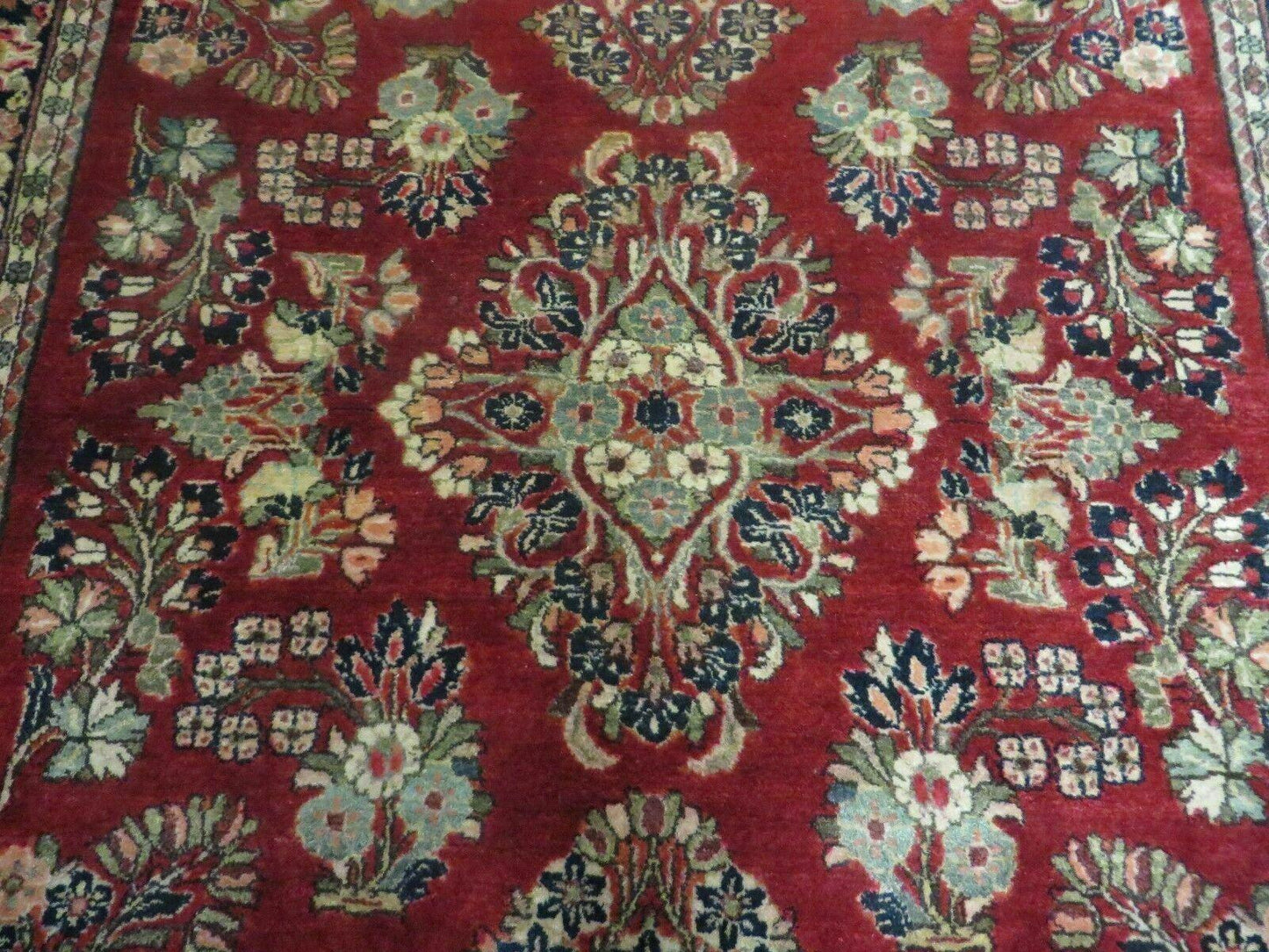Red Persian Sarouk Rug 3x5, Antique Persian Carpet 1920s, Hand Knotted, Floral, Wool, Oriental Rug, Handmade Rug