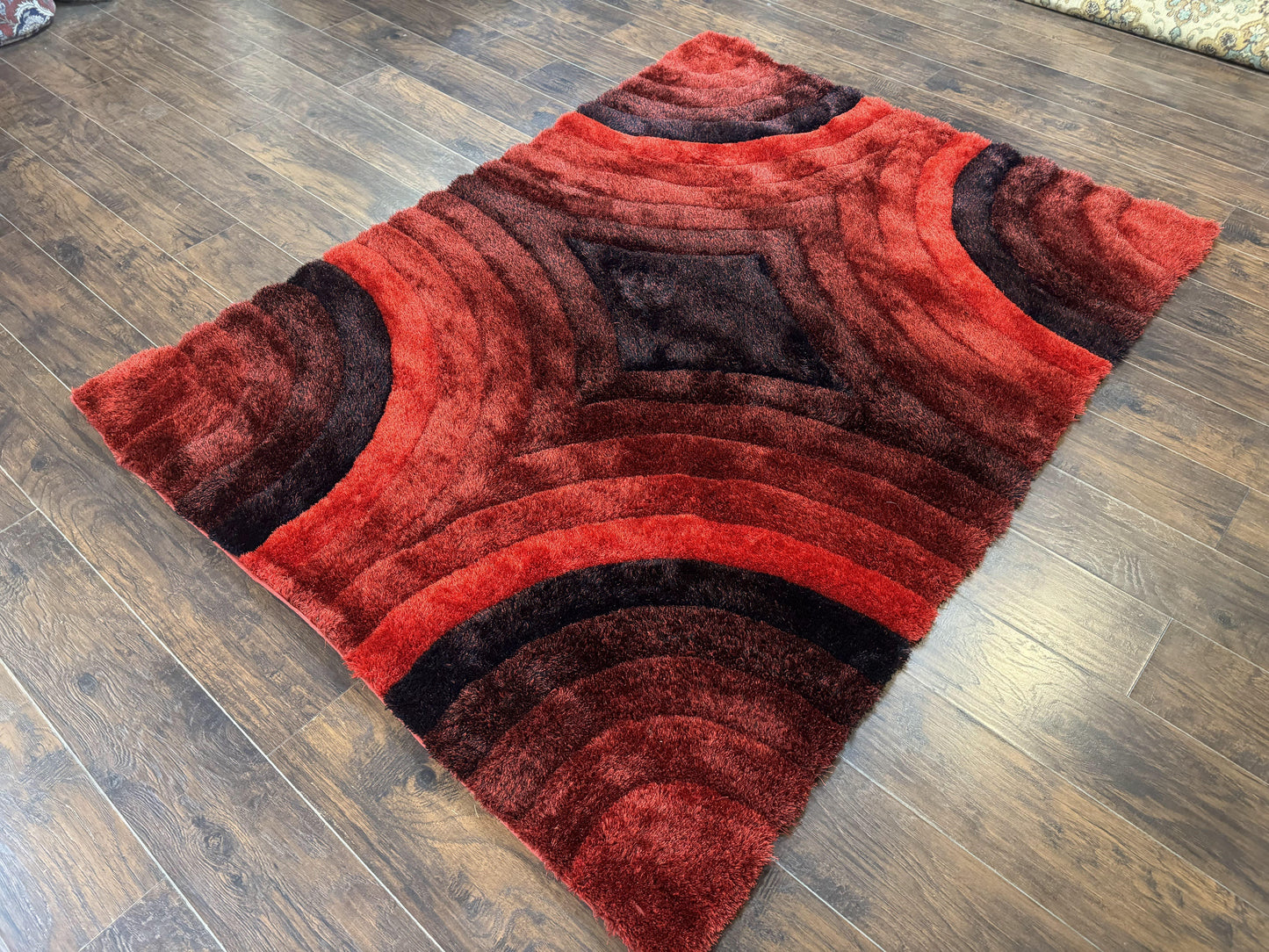 Red And Black Wool Shag Rug 5x7 Pair A Modern Area Decor For Living Rooms