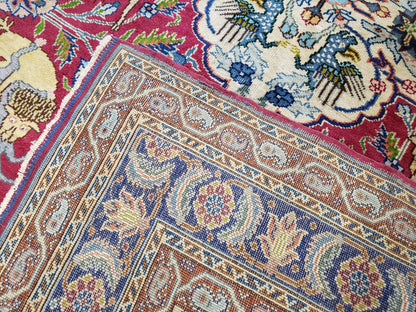 Turkish Sivas Area Rug Hand Knotted 8x11 Vintage Red Wool Oriental Carpet