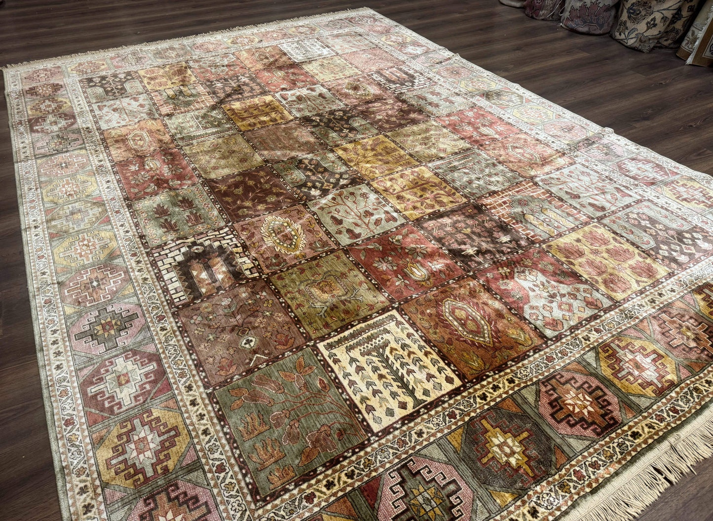 Panel Design Rug 8 x 10.6, Oriental Carpet, Belgium Power Loomed Rug