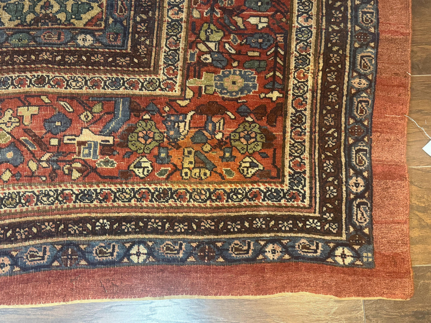 Persian Bidjar Rug 8x15 Navy Blue Herati Pattern Antique Collectors