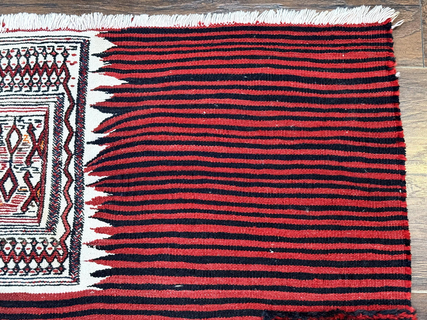 Persian Tribal Nomadic Saddle Cover Rug, Antique, Handmade, Wool, Red Ivory Black, Collectible, Shashavan