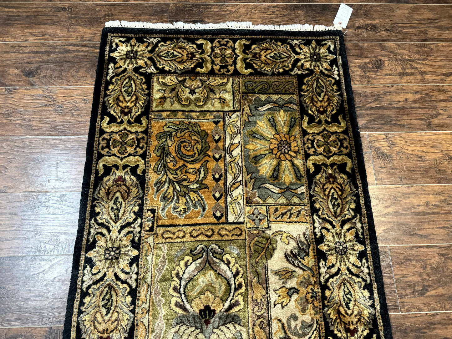 Indian Runner Rug 3x14, Panel Design, Oriental Carpet for Hallway