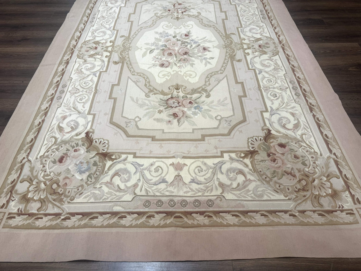 Aubusson Rug 6x9 Vintage Handmade Wool Handknotted European Design