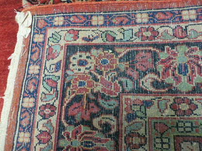 Antique Persian Sarouk Rug 5x8, Red, Semi Open Field, Hand Knotted, Wool