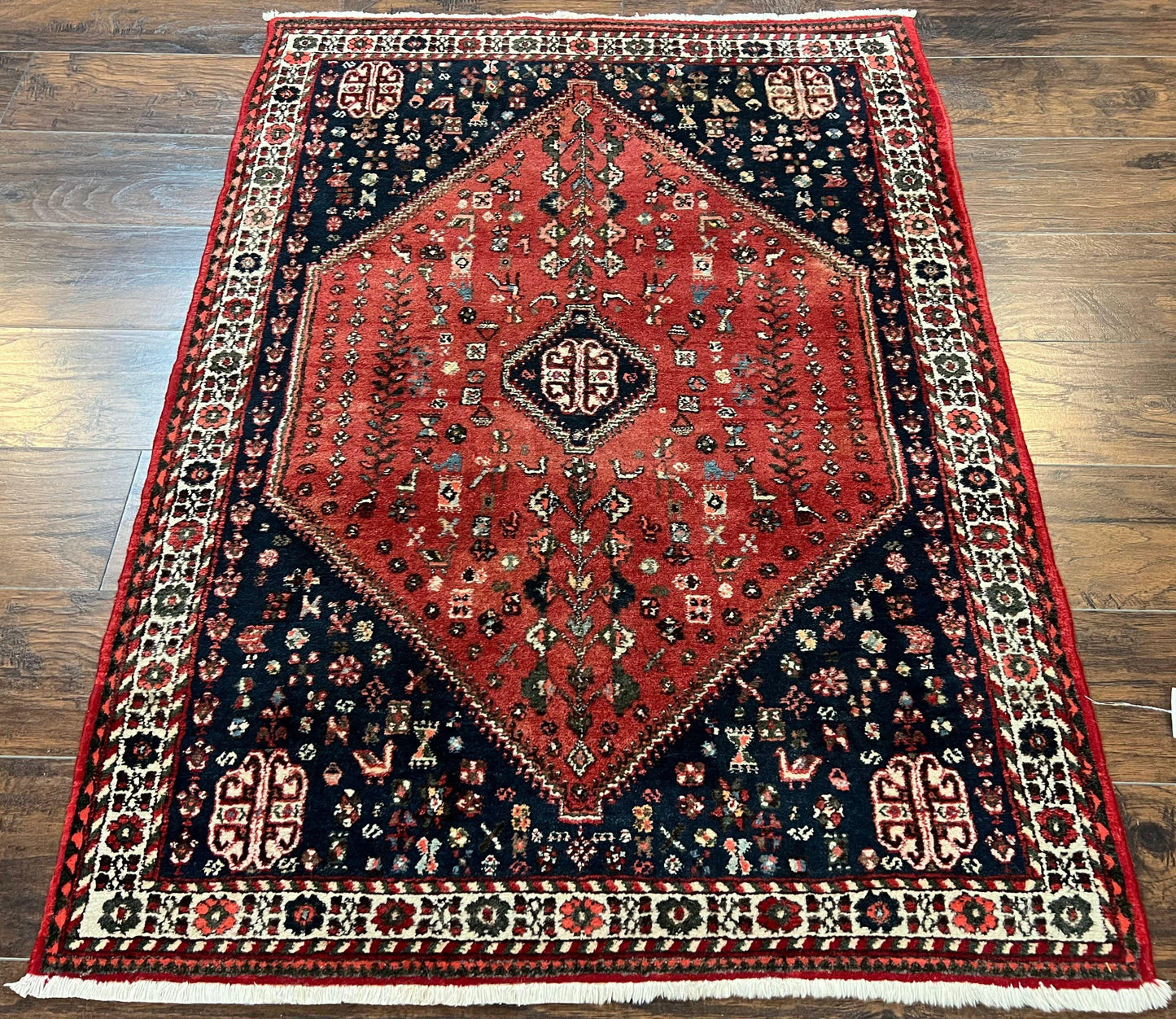 Persian Tribal Rug Hand Knotted Wool Vintage Oriental Carpet 3.6 By 5 Feet