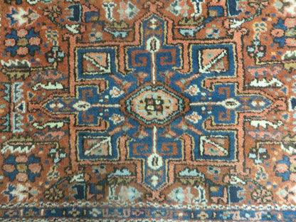Persian Karajeh Rug 5x6 Antique Geometric Medallion Hand Knotted Wool Carpet