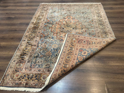 Silk Turkish Kayseri Rug 5x7, Light Blue