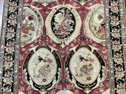 Antique Caucasian Karabakh Rug 5x10 Hand Knotted Wool Area Rug