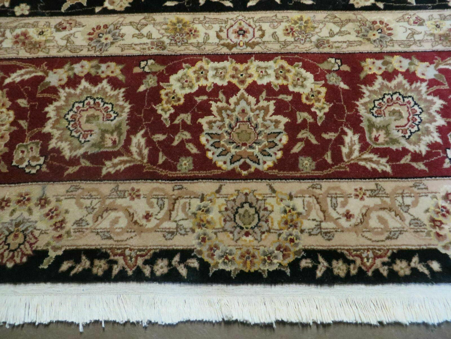 Vintage Chinese Silk Wool Rug Hand Knotted Oriental Floral 9 By 12 Feet With Silk Highlights