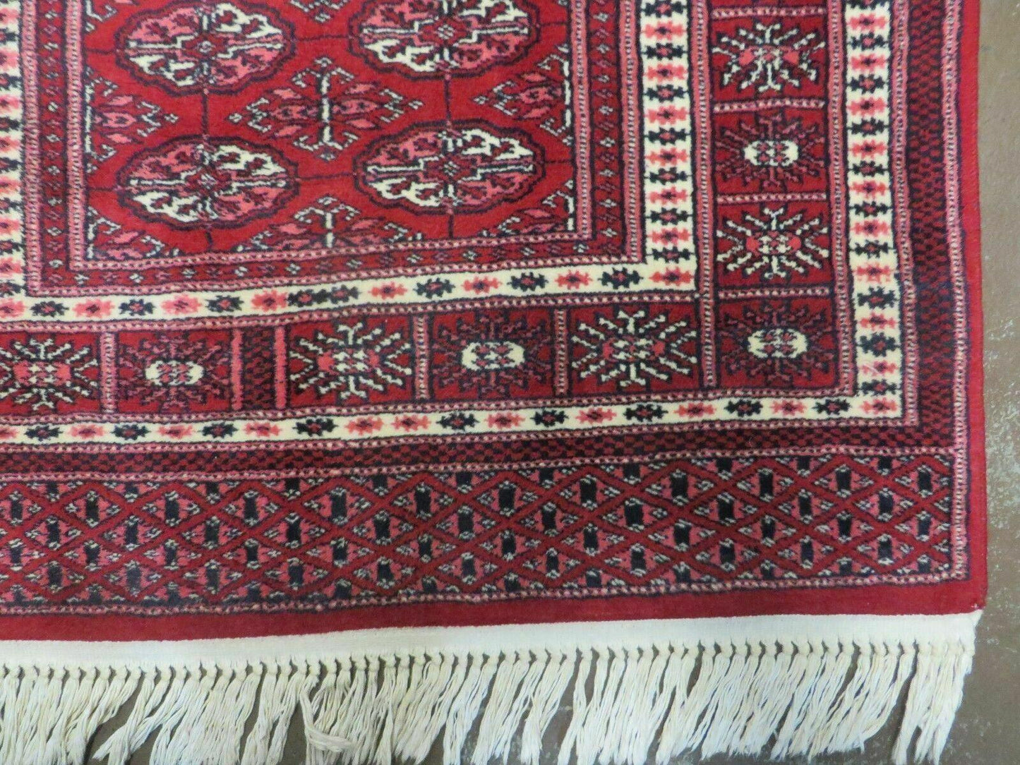 Turkoman Bokhara Vintage Rug 3x5 ft Hand Knotted Fine Wool Yamud Design Classic