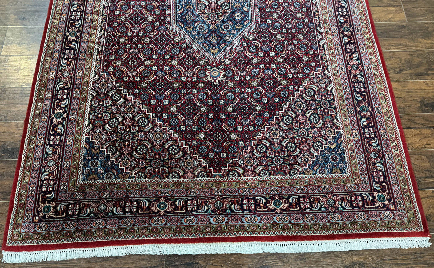 Indo Persian Bidjar Rug 6x9, Vintage Wool Handmade Carpet