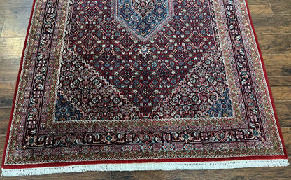 Indo Persian Bidjar Rug 6x9, Vintage Wool Handmade Carpet