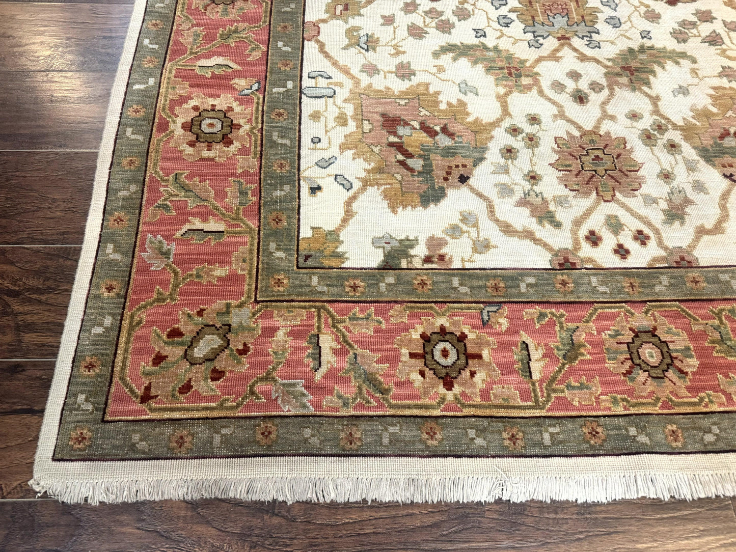 Flatweave Soumak Rug 6x9 Wool Handmade Floral Ivory Nourison