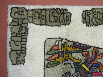 Hand Knotted Wool Rug Vintage Prince Motif Tribal Nomadic Shag 4 By 7