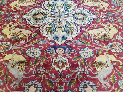 Turkish Sivas Area Rug Hand Knotted 8x11 Vintage Red Wool Oriental Carpet