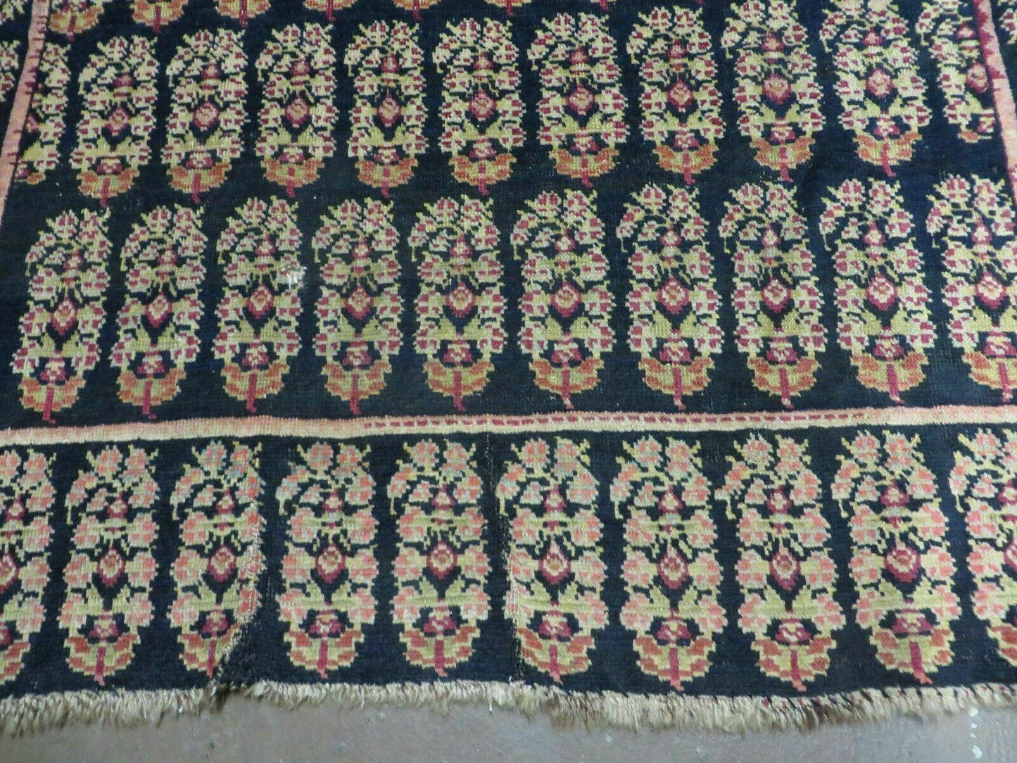 Antique Karabagh Caucasian Rug Handmade Wool Paisley Design 4x9 Vintage Carpet 1880s