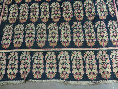 Antique Karabagh Caucasian Rug Handmade Wool Paisley Design 4x9 Vintage Carpet 1880s