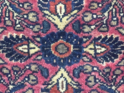 Antique Persian Sarouk Rug 2x2 Ft Wool Red