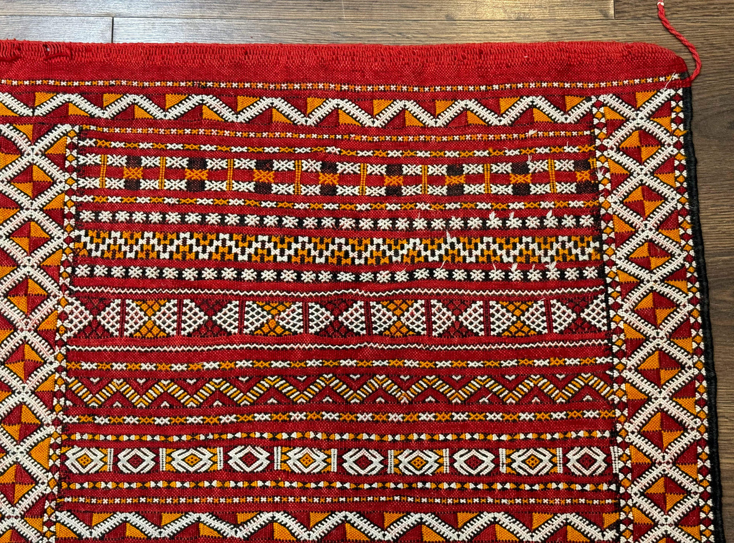 Moroccan Kilim Rug 4x8 Flatweave Bohemian Wool Area Rug In Red Ivory Orange