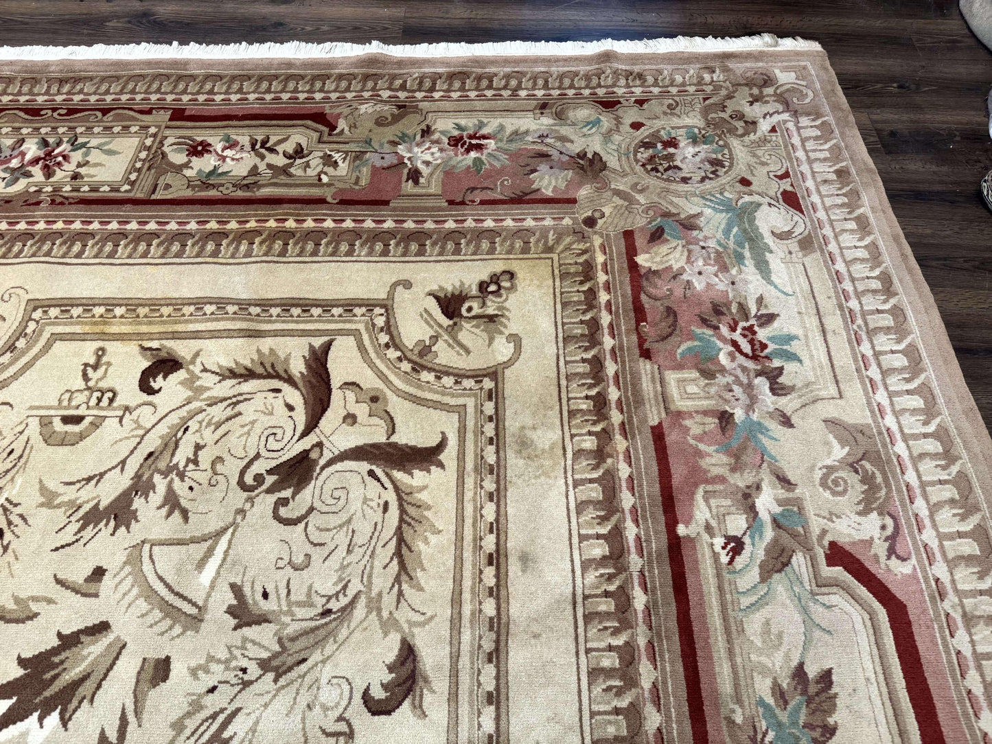Palace Size Aubusson Rug 12x18, Extra Large, French European Carpet, Soft Wool Pile, Elegant